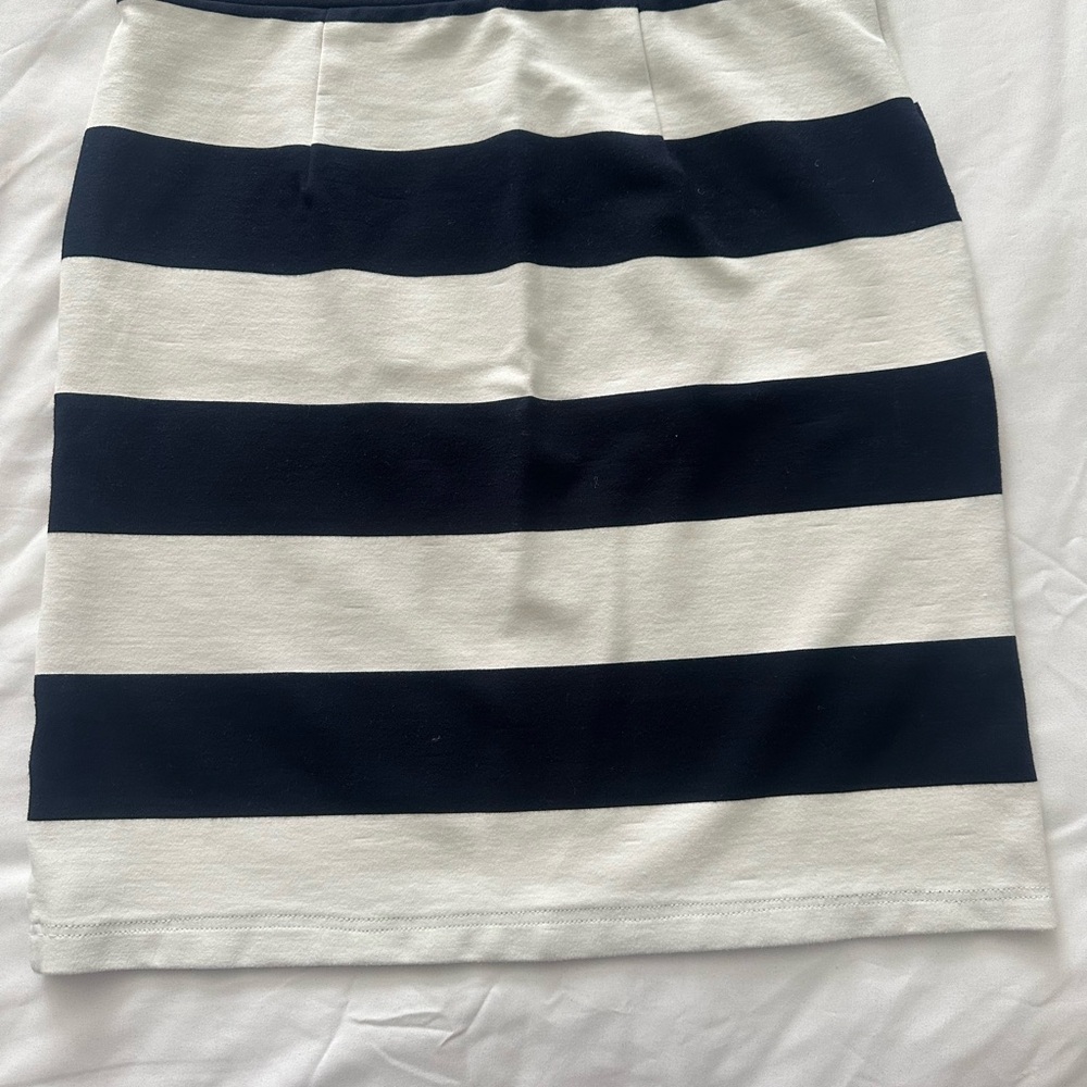 LOFT Navy and White Striped Pencil Skirt
